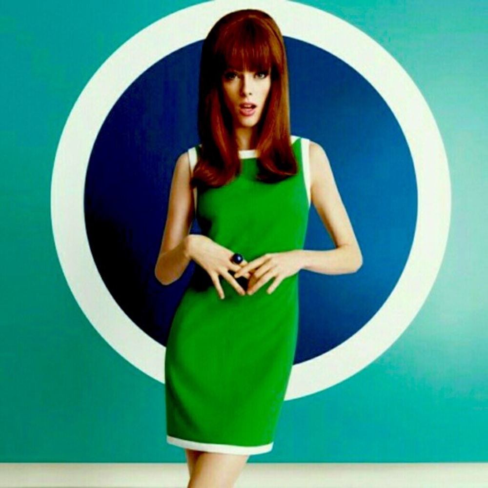 Banana republic Mad men Retro green and white dress size 6